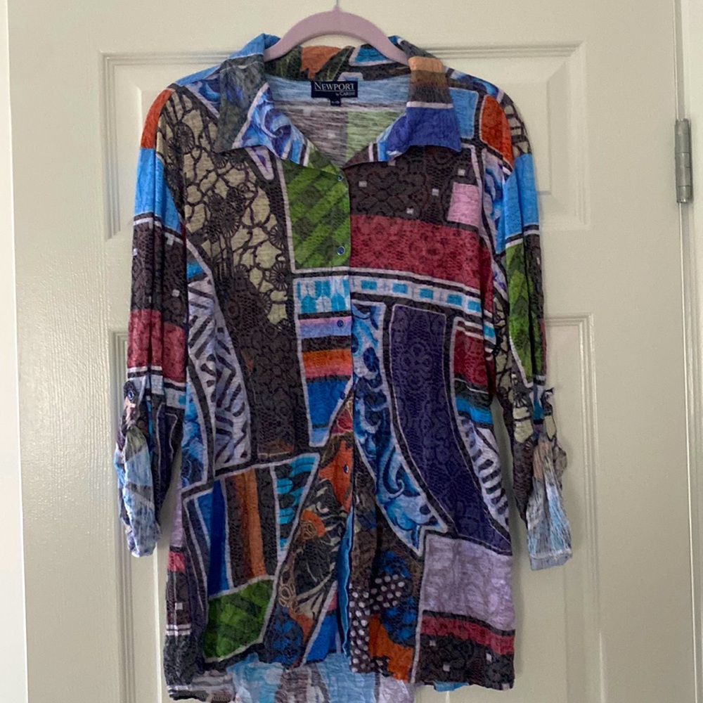 Newport by Carine XL snap front shirt with tab sleeves